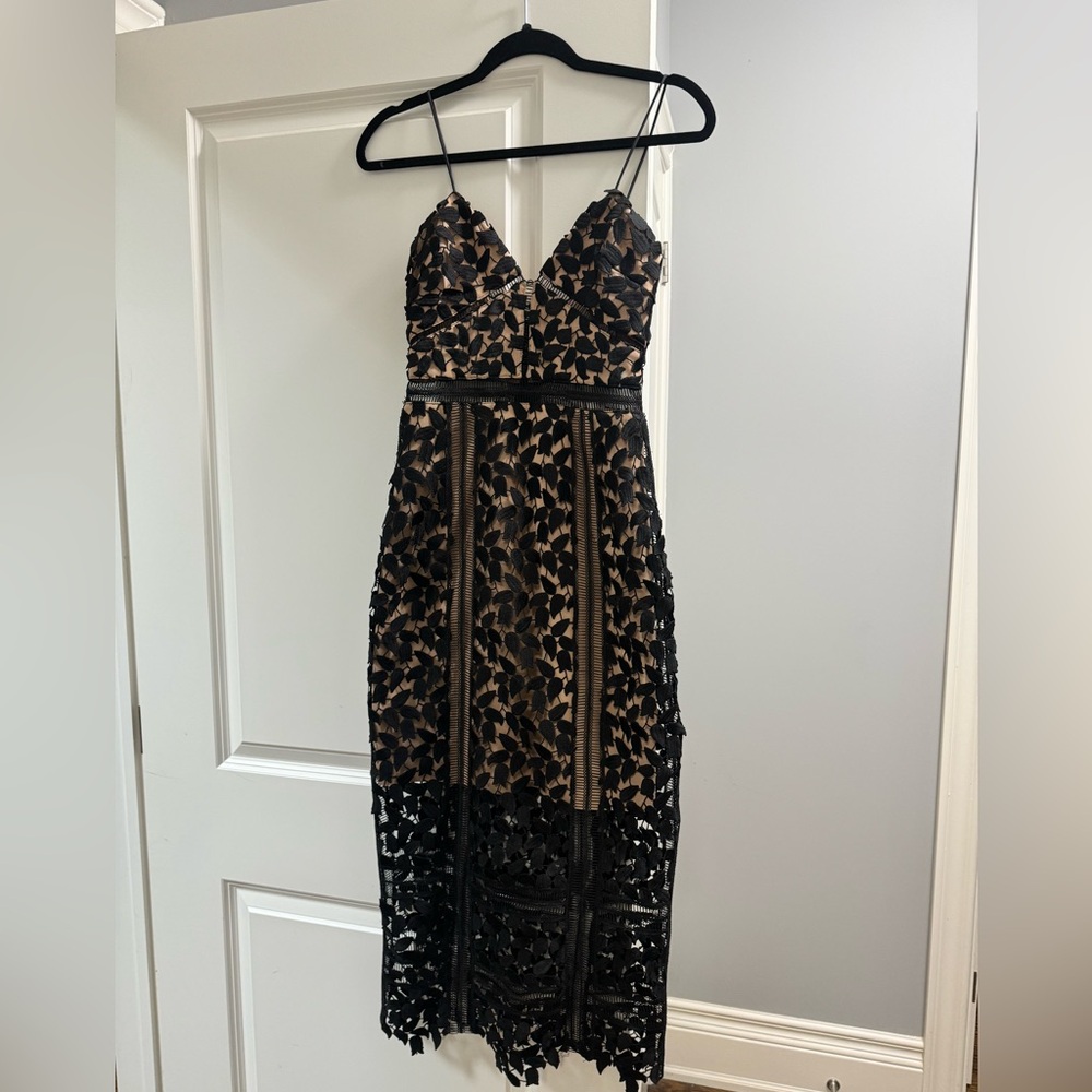 Self-Portrait stunning long fitted cord lace dress